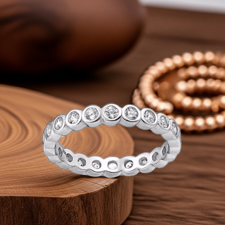 Inel Cercuri din argint Sterling 925 cu diamante simulate [1]