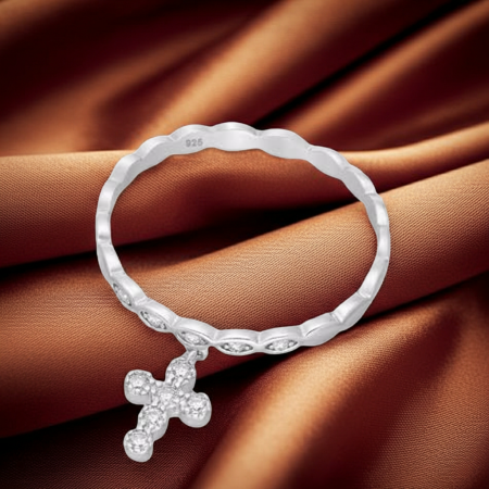 INELE ARGINT CU PIETRE - Inel Cruciulita din argint Sterling 925 cu diamante simulate