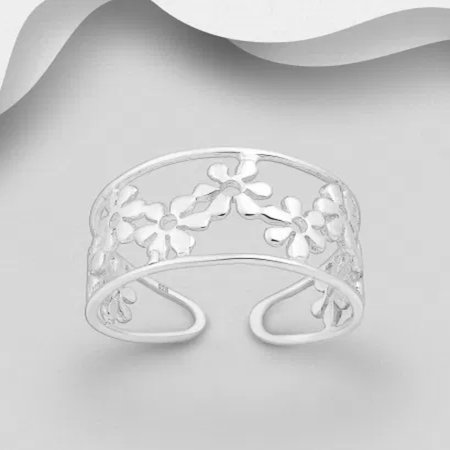 Inel cu Flori reglabil din argint Sterling 925 [2]