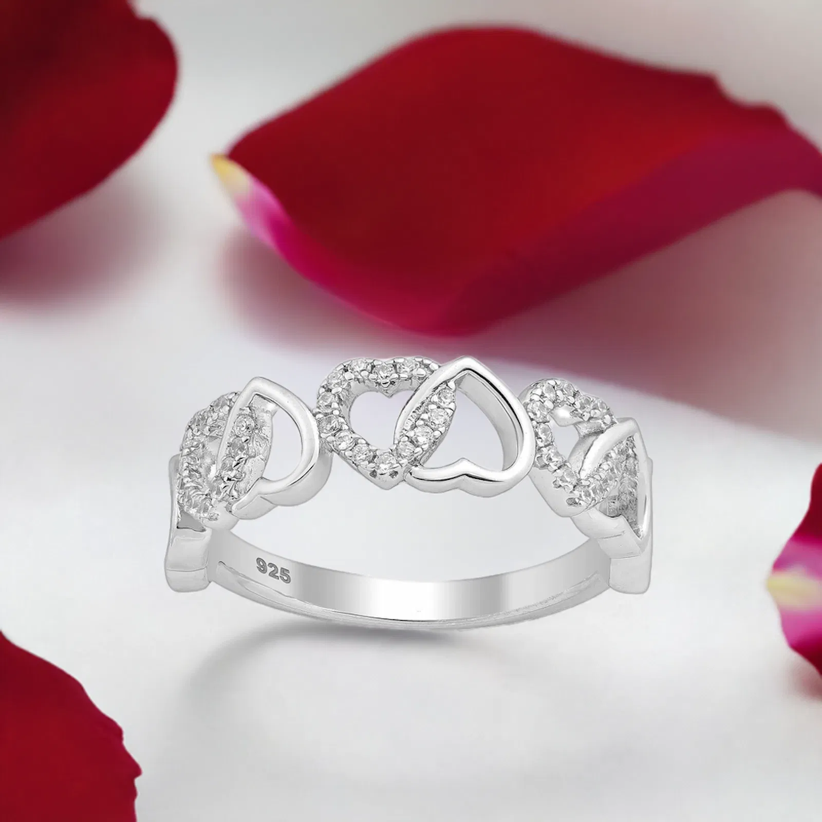 Inel cu inimioare din argint Sterling 925 cu diamante simulate [3]