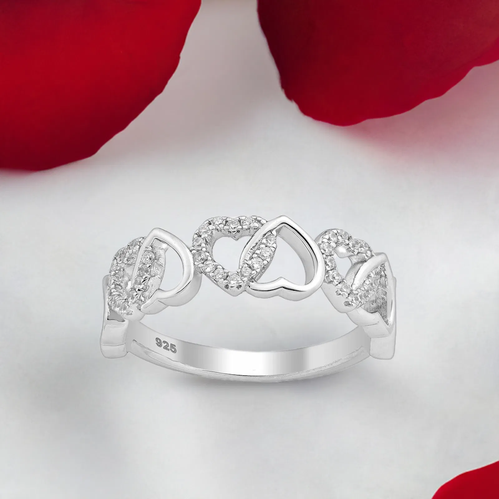 Inel cu inimioare din argint Sterling 925 cu diamante simulate [2]