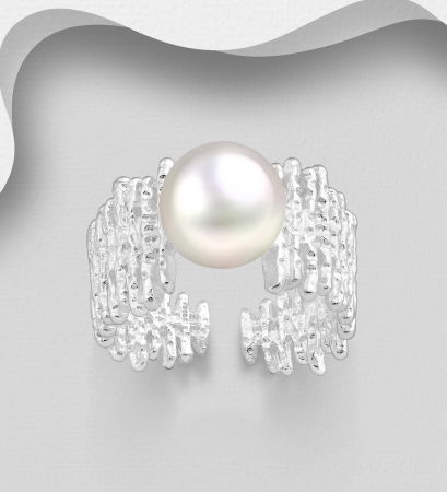 INELE ARGINT CU PIETRE - Inel reglabil din argint Sterling 925 cu perle de apa dulce
