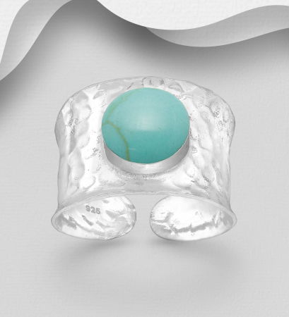 Inel reglabil din argint Sterling 925 cu turcoaz reconstruit [4]