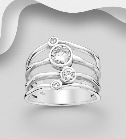 Inel Ramura din argint Sterling 925 stil oxidat cu diamante simulate [4]