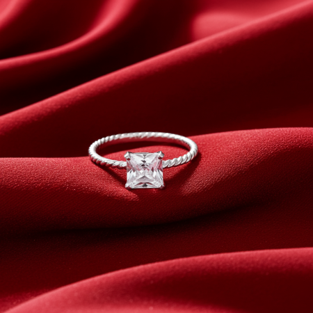 Inel din argint Sterling 925 cu diamant simulat [2]