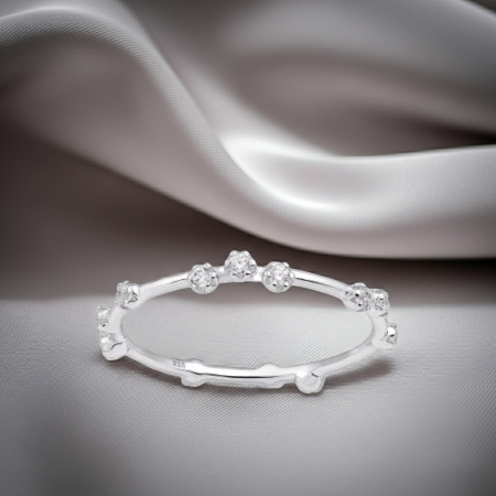 INELE ARGINT CU PIETRE - Inel din argint Sterling 925 cu diamante simulate asimetrice