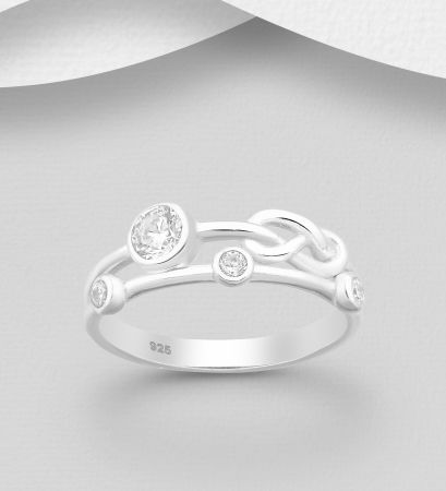 Inel Nod mic din argint Sterling 925 cu diamante simulate