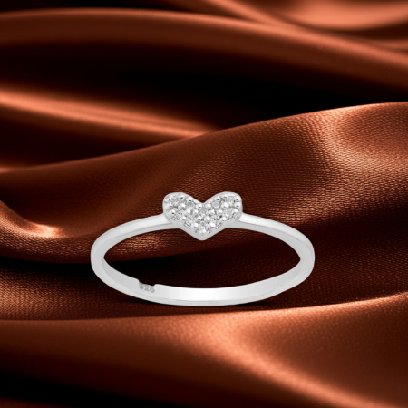 INELE ARGINT CU PIETRE - Inel Inimioara din argint sterling 925 cu diamante simulate
