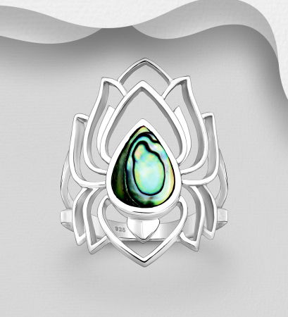Inel Floare de Lotus din argint Sterling 925 cu sidef [4]