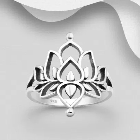 Inel Floare de Lotus din argint 925 stil oxidat [2]