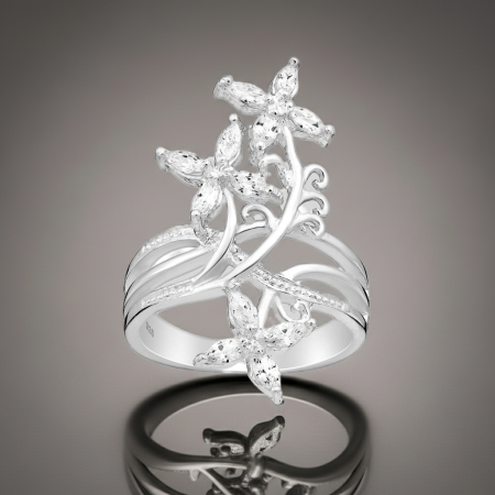 Inel Floare din argint Sterling 925 cu diamante simulate [1]