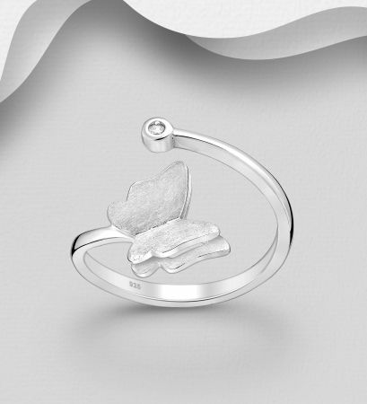 INELE REGLABILE - Inel reglabil Fluture din argint Sterling 925 cu diamant simulat