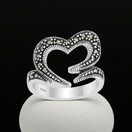 Inel Inima din argint Sterling 925 cu marcasite [2]