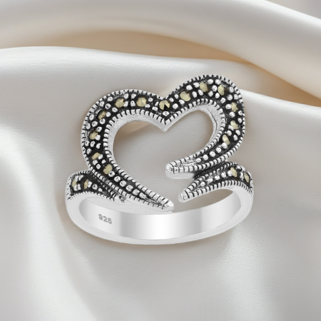 INELE ARGINT DAMA - Inel Inima din argint Sterling 925 cu marcasite