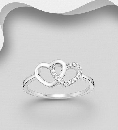 INELE - Inel Inimi Inlantuite din argint S925 cu diamante simulate
