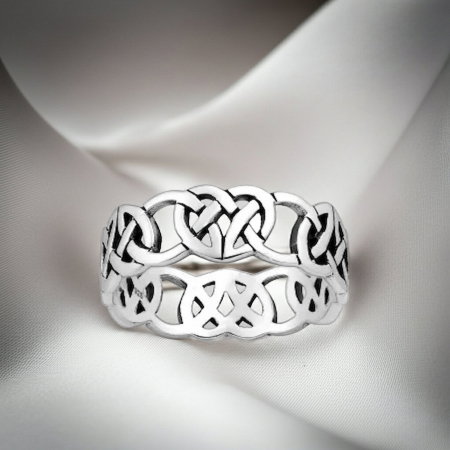 Inel Inimi inlantuite din argint Sterling 925 stil celtic oxidat [3]