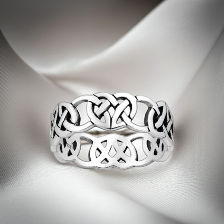 Inel Inimi inlantuite din argint Sterling 925 stil celtic oxidat [2]