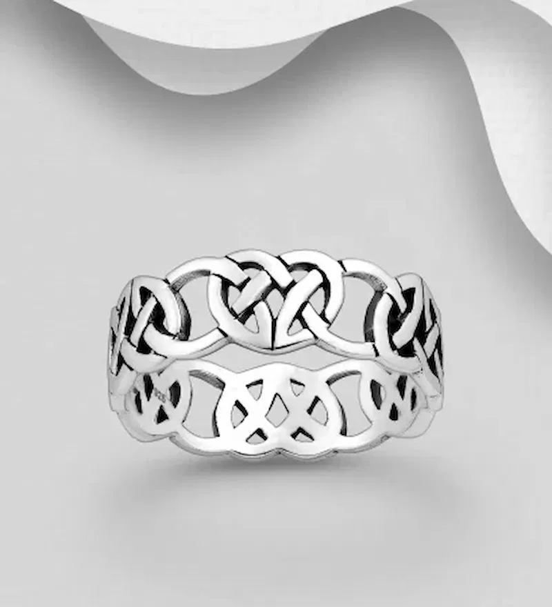 Inel Inimi inlantuite din argint Sterling 925 stil celtic oxidat [5]