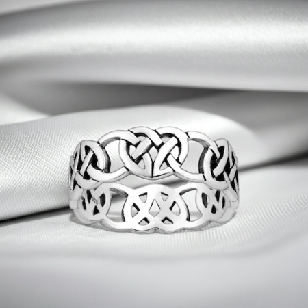 Inel Inimi inlantuite din argint Sterling 925 stil celtic oxidat [1]