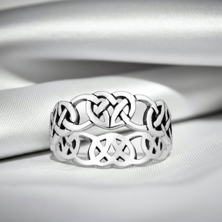 Inel Inimi inlantuite din argint Sterling 925 stil celtic oxidat [2]