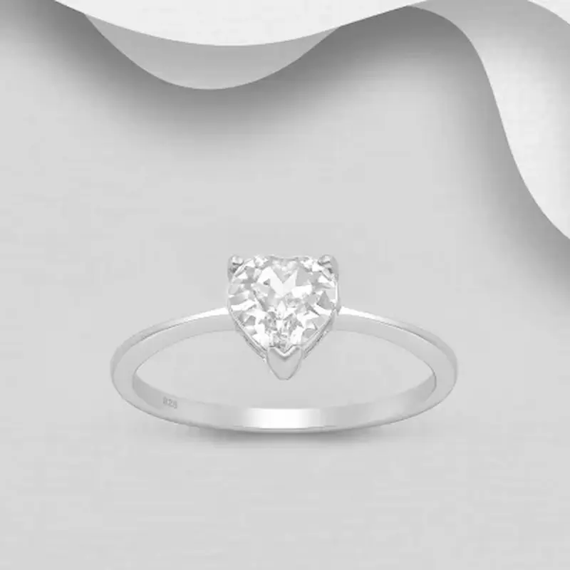 INELE LOGODNA SI VERIGHETE ARGINT - Inel Inimioara din argint Sterling 925 cu cristal fin austriac