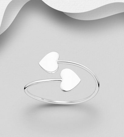 INELE REGLABILE - Inel reglabil Inimioare din argint Sterling 925