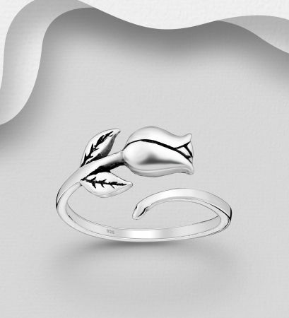 INELE REGLABILE - Inel reglabil Lalea din argint Sterling 925 stil oxidat