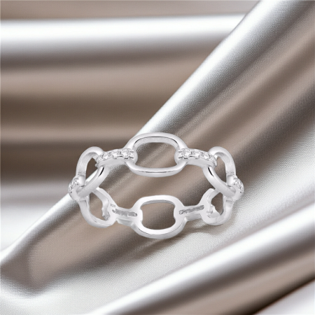 INELE ARGINT CU PIETRE - Inel Lant din argint Sterling 925 cu diamante simulate