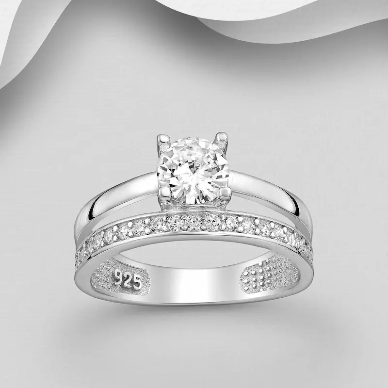 Inel Logodna din argint Sterling 925 cu diamante simulate [2]