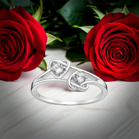 INELE ARGINT DAMA - Inel Love din argint Sterling 925 cu diamante simulate