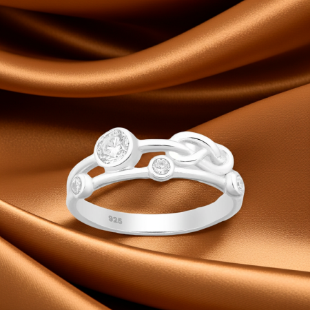 Inel Nod mic din argint Sterling 925 cu diamante simulate [3]