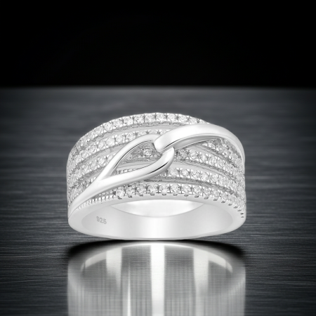 Inel Nod stratificat din argint Sterling 925 cu diamante simulate [3]