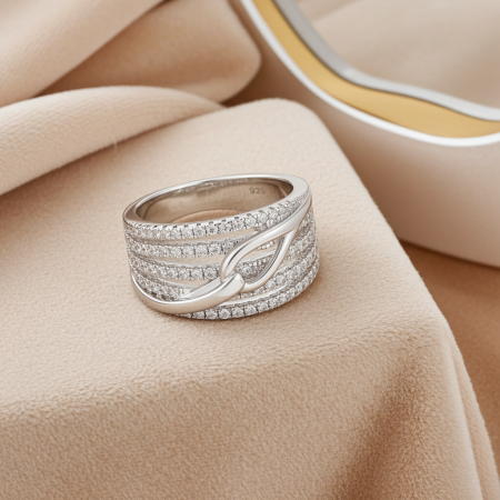 Inel Nod stratificat din argint Sterling 925 cu diamante simulate [1]