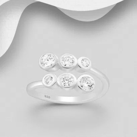 Inel reglabil din argint Sterling 925 cu diamante simulate [1]