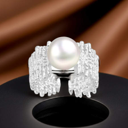 Inel reglabil din argint Sterling 925 cu perle de apa dulce [2]