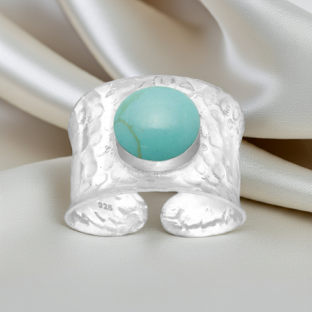 INELE ARGINT CU PIETRE - Inel reglabil din argint Sterling 925 cu turcoaz reconstruit