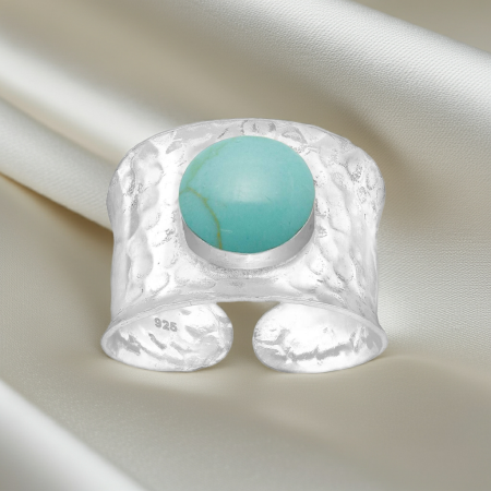 Inel reglabil din argint Sterling 925 cu turcoaz reconstruit [1]