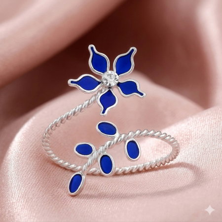 BIJUTERII SI CEASURI - Inel reglabil Floare din argint Sterling 925 cu email colorat si sticla