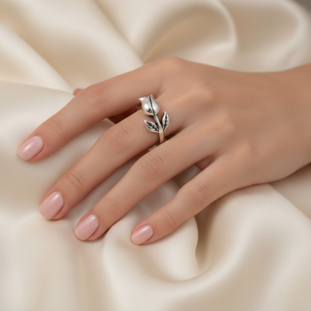 INELE ARGINT DAMA - Inel reglabil Lalea din argint Sterling 925 stil oxidat