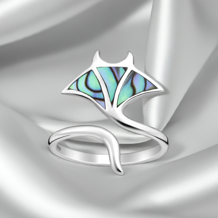 INELE REGLABILE - Inel reglabil Pisică de mare din argint Sterling 925 cu sidef