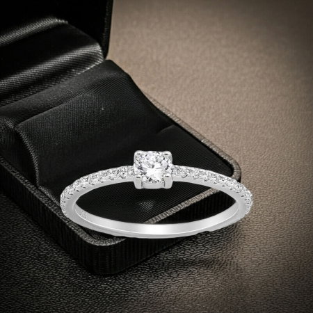 Inel stil logodna din argint Sterling 925 cu diamante simulate [2]