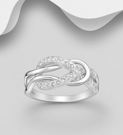 INELE ARGINT CU PIETRE - Inel Centura din argint Sterling 925 cu diamante simulate
