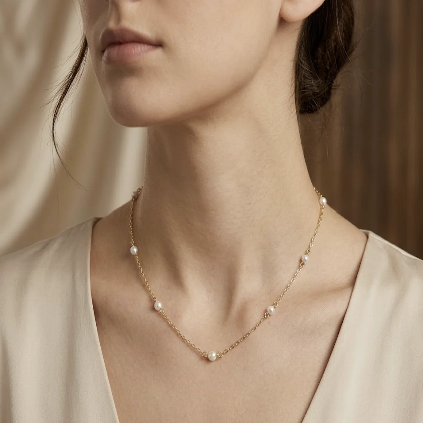 PERLE - colier-choker-cu-perle-din-argint-925-placat-cu-aur