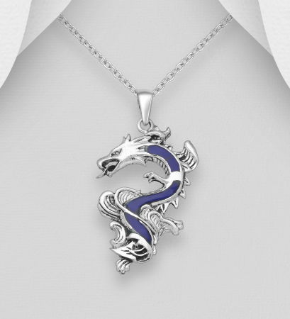Colier Dragon din argint Sterling 925 cu rasina stil oxidat [1]