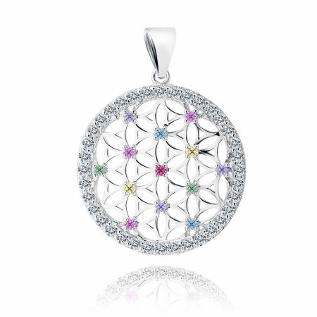 PANDANTIVE ARGINT CU PIETRE - pandantiv-mandala-floarea-vietii-din-argint-sterling-925-cu-zirconii-multicolore