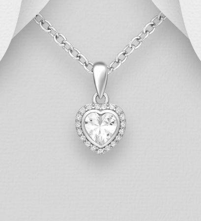 Colier Mini Inimioara din argint Sterling 925 cu diamante simulate [2]