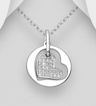 BIJUTERII SI CEASURI - COLIER INIMA DIN ARGINT STERLING 925 SI DIAMANTE SIMULATE