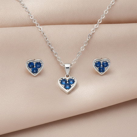 Set Inima colier si cercei din argint sterling 925 cu cristale austriece [7]