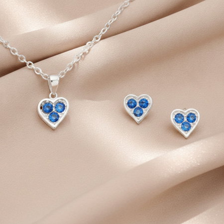 Set Inima colier si cercei din argint sterling 925 cu cristale austriece [6]
