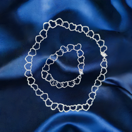 SET - Set lant din inimioare colier si bratara din argint sterling 925